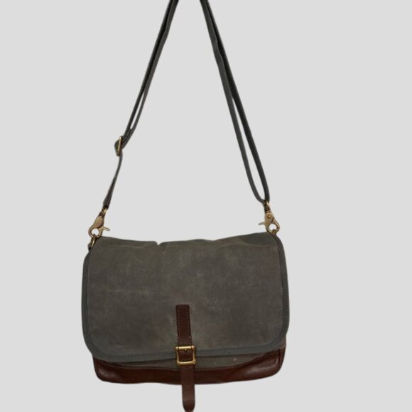 Fossil Leather & Canvas Messenger Tote Laptop Bag Unisex - Picture 1 of 16